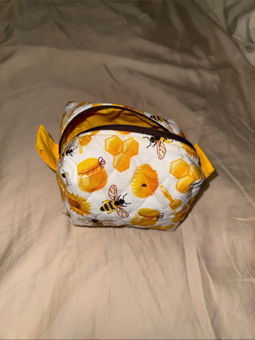 Handmade Bee & Honey Quilted Cosmetic Pouch
